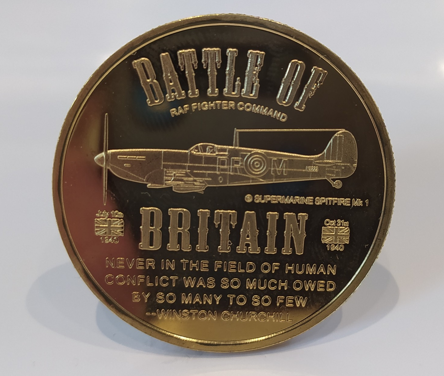 Collectable BATTLE OF BRITAIN 1940 24ct Gold Commemorative. SUPERMARINE SPITFIRE - Foto 4